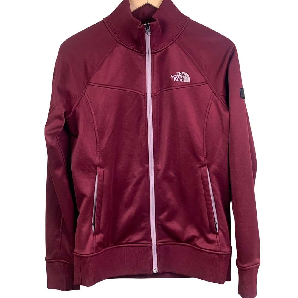 North Face Agave Red Full Zip Performance Bomber Track Jacket Medium Woman's